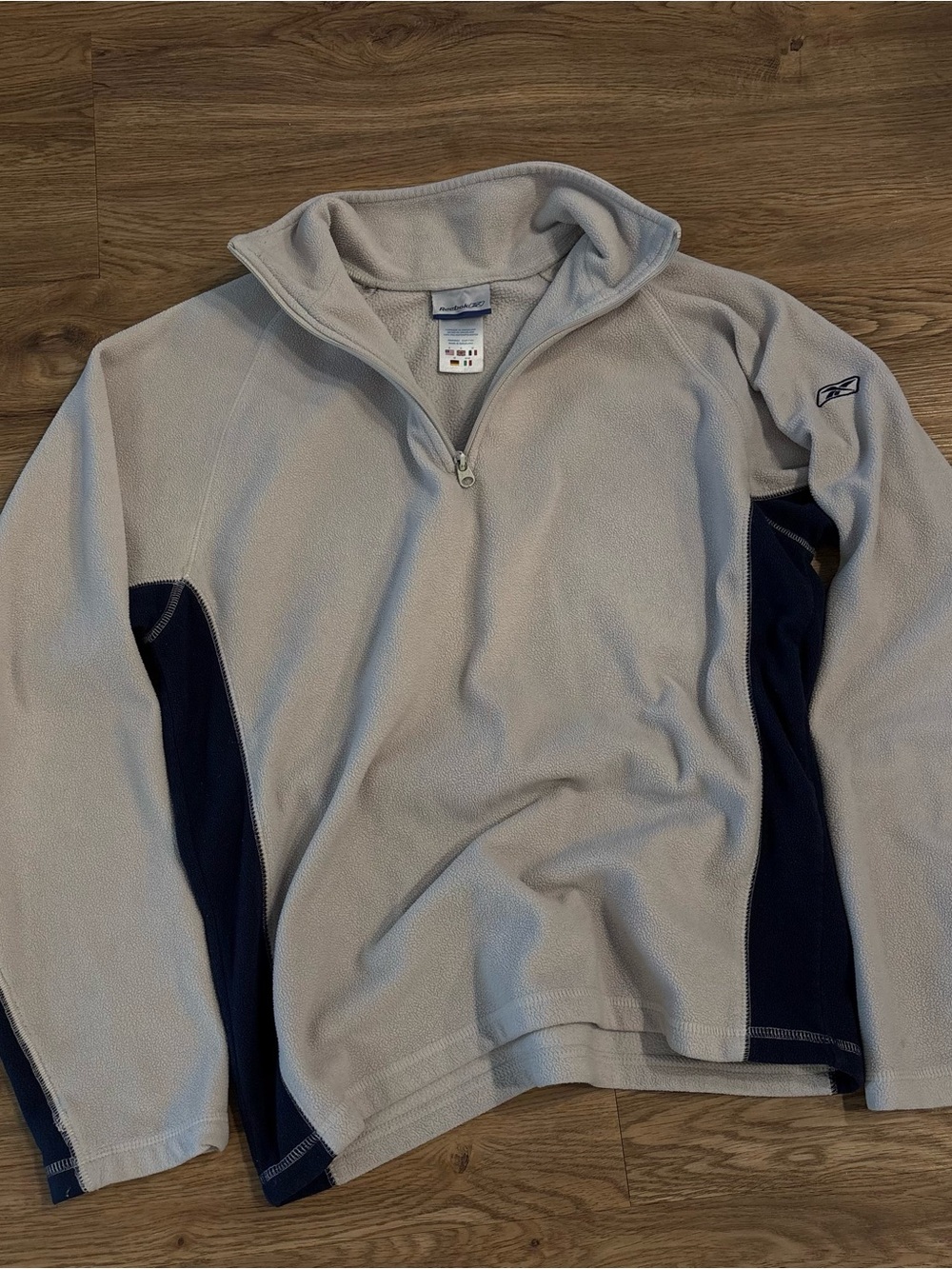 Reebok Light Gray and Navy Quarter-Zip Pullover Fleece
